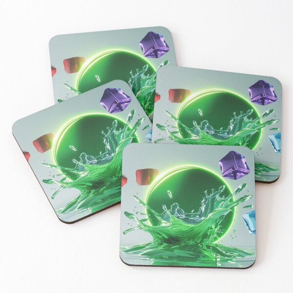 Item preview, Neon Green Water Splash with Floating Crystal Gems. designed and sold by fbtrisha.