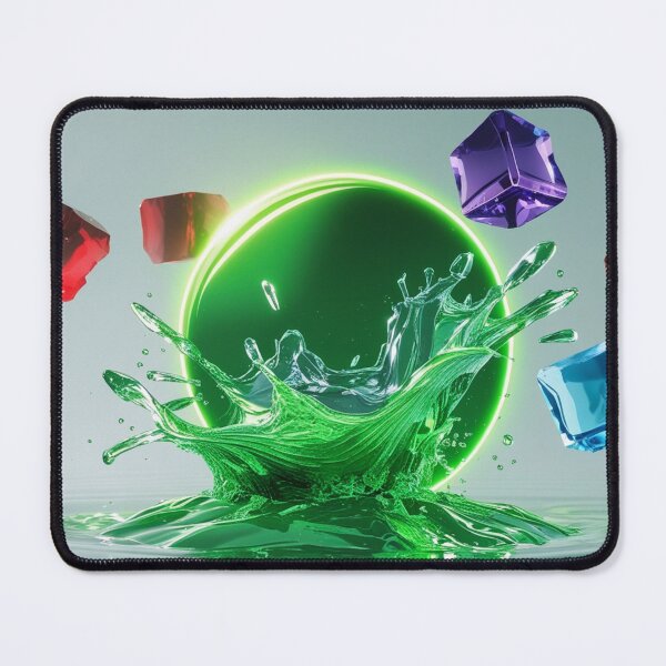 Item preview, Neon Green Water Splash with Floating Crystal Gems. designed and sold by fbtrisha.