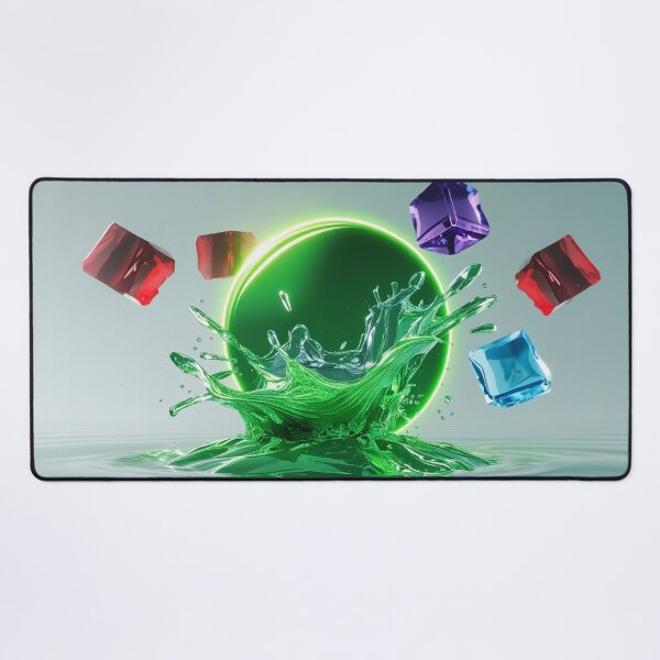 Item preview, Neon Green Water Splash with Floating Crystal Gems. designed and sold by fbtrisha.