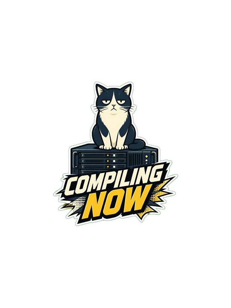 Thumbnail 4 of 4, iPhone Case, Compiling Now Grumpy Cat Tech Server Sticker designed and sold by LingeringLines.