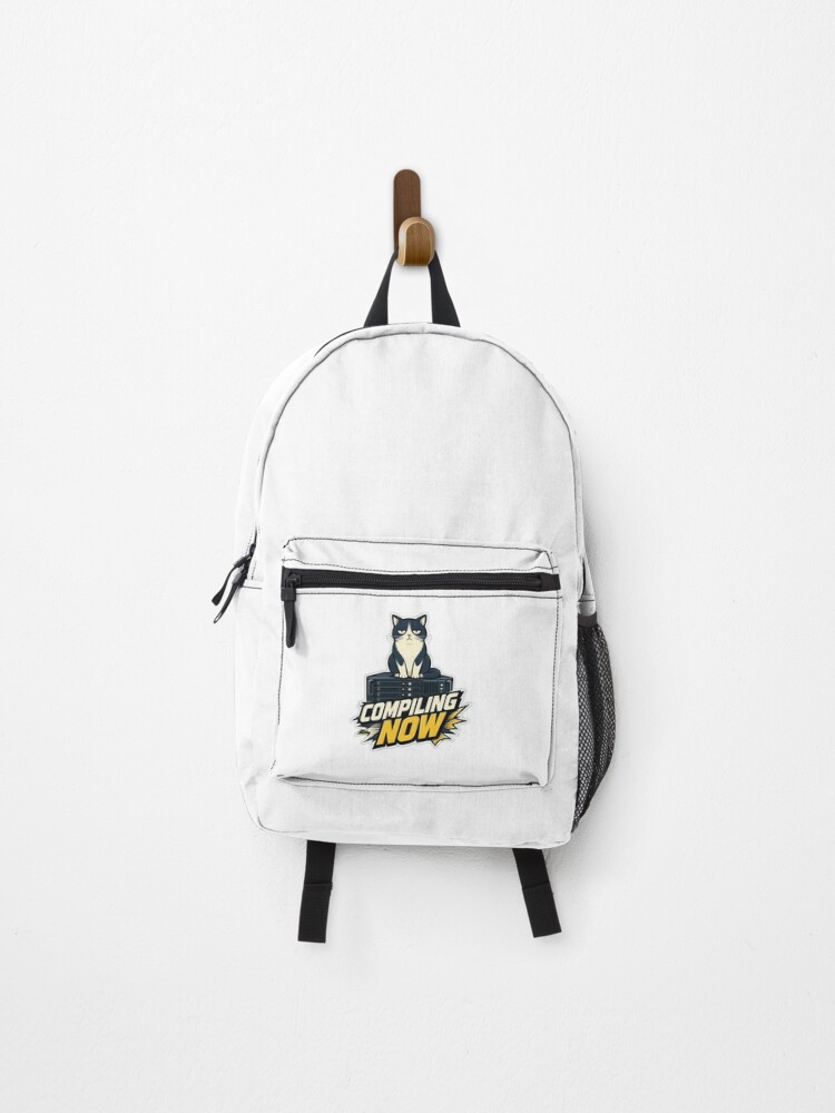 Thumbnail 1 of 3, Backpack, Compiling Now Grumpy Cat Tech Server Sticker designed and sold by LingeringLines.