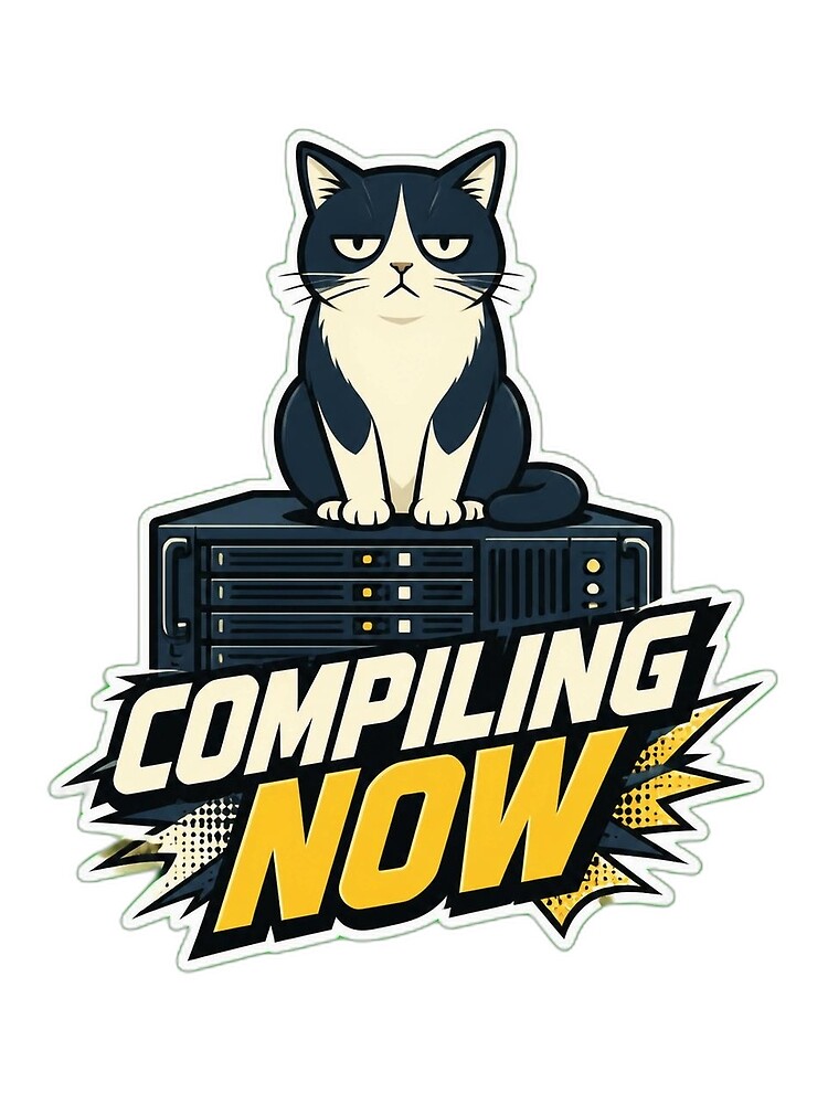 Thumbnail 3 of 3, Scarf, Compiling Now Grumpy Cat Tech Server Sticker designed and sold by LingeringLines.