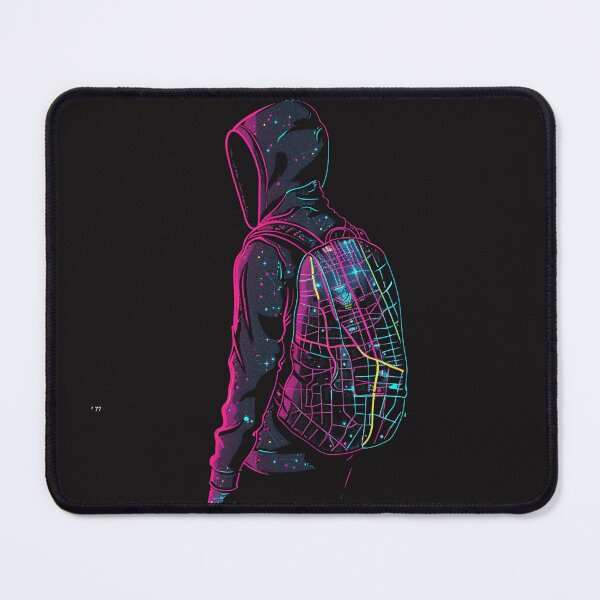 Item preview, wanderer carrying neon maps designed and sold by RetroWaveArtCo.