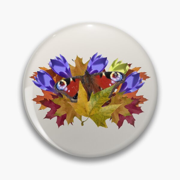 Item preview, Autumn collage with fallen leaves and red butterfly designed and sold by mariya-ivanova.