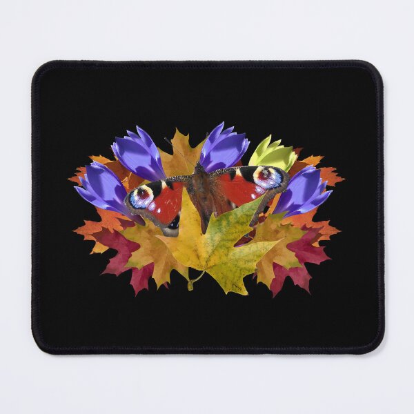 Item preview, Autumn collage with fallen leaves and red butterfly designed and sold by mariya-ivanova.