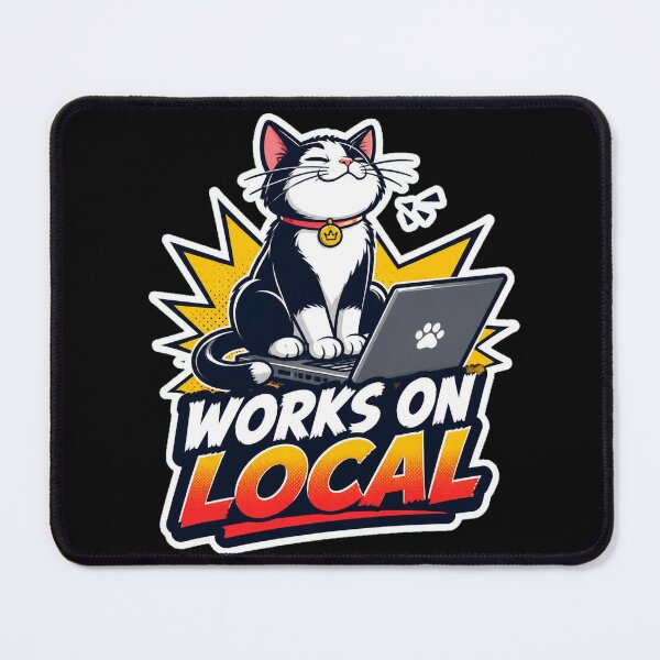 Item preview, Works On Local Cat Developer Programmer Sticker designed and sold by Cat Meme Fund.