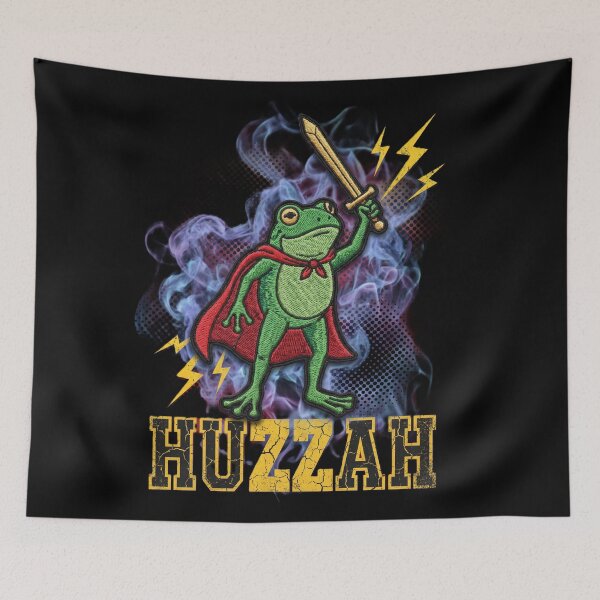 Item preview, Huzzah Frog - Y2K Embroidery Patch Style Art designed and sold by ZUVLEX.
