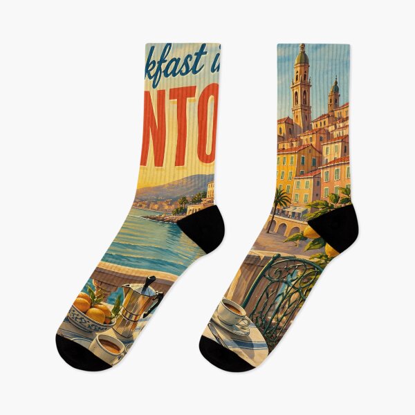 Item preview, Menton, France at Breakfast - Travel Destinations designed and sold by LSVart.