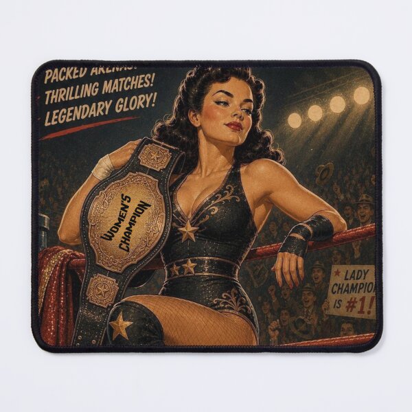 Item preview, Lady Champion | Vintage Wrestling Pin-Up Retro Pulp Poster designed and sold by MissSaylor.