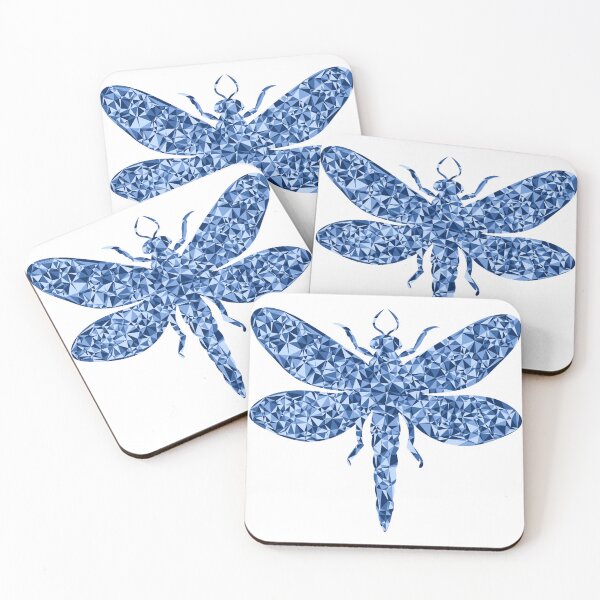 Item preview, Dragonfly Blue Triangular Mosaic Silhouette Design designed and sold by DymondDesigns.