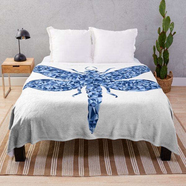 Item preview, Dragonfly Blue Triangular Mosaic Silhouette Design designed and sold by DymondDesigns.