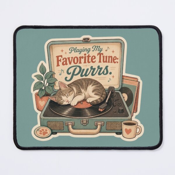 Item preview, Playing My Favorite Tune – Purrs & Vinyl Cat designed and sold by Safe Haven Pets.