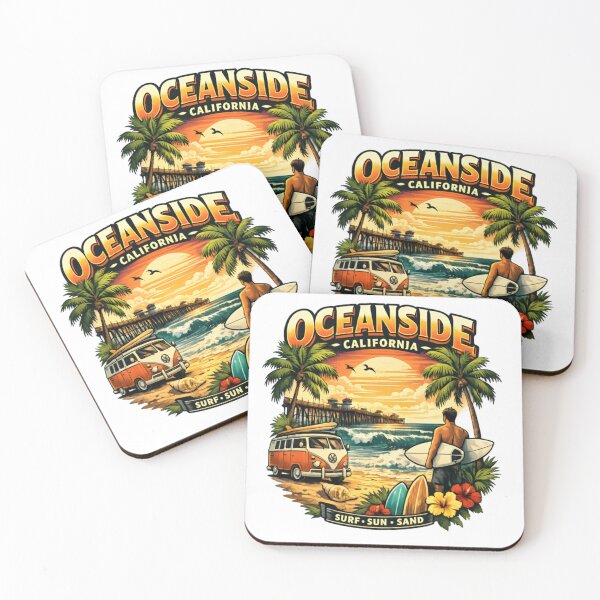 Item preview, Oceanside California Surf Sun Sand Vintage Retro Beach Design designed and sold by CatLovers Studio.