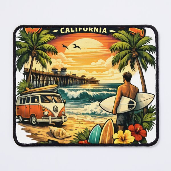 Item preview, Oceanside California Surf Sun Sand Vintage Retro Beach Design designed and sold by CatLovers Studio.