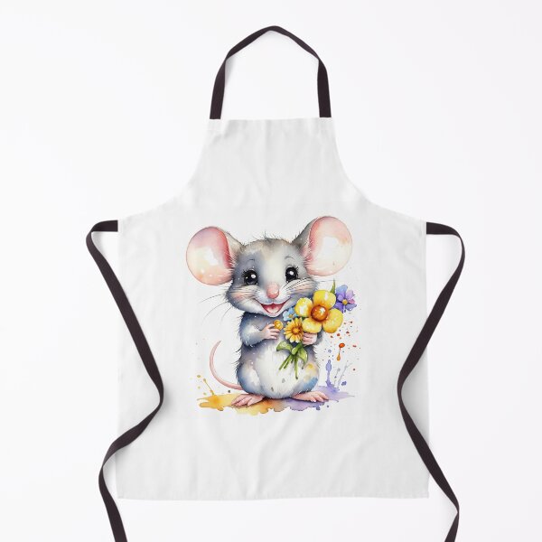 Item preview, Happy Little Mouse with a Colorful Flower Bouquet Watercolor designed and sold by J-CCreations.
