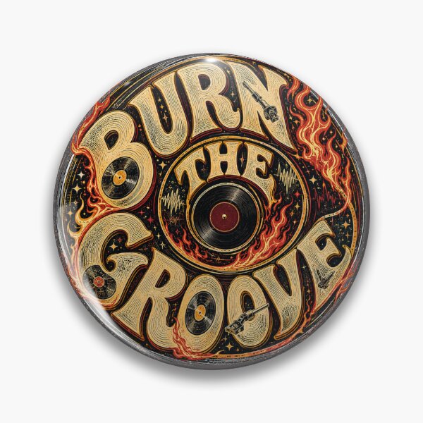 Item preview, Burn the Groove – Flaming Vinyl Retro Typography designed and sold by Golden Era Studio.