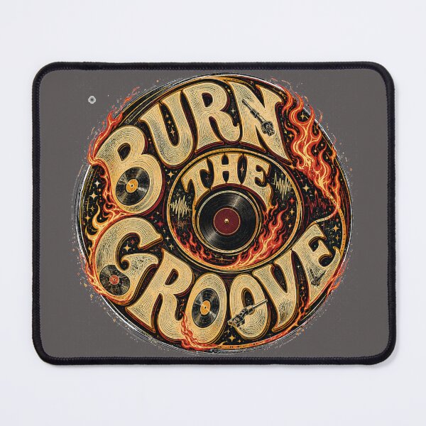 Item preview, Burn the Groove – Flaming Vinyl Retro Typography designed and sold by Golden Era Studio.