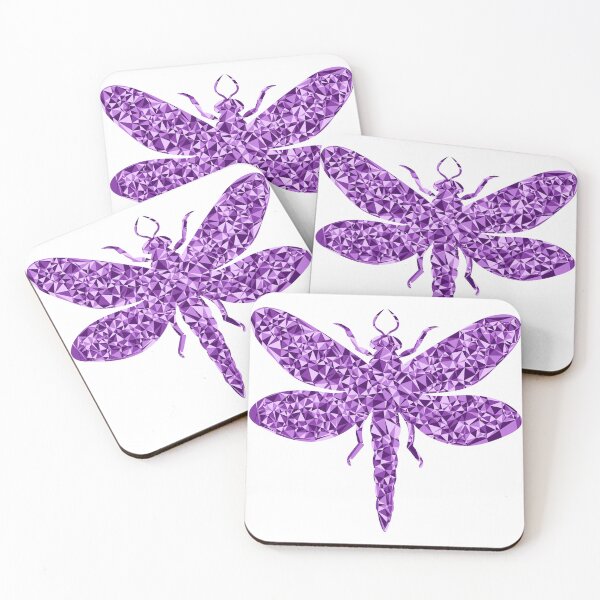 Item preview, Dragonfly Purple Triangular Mosaic Silhouette Design designed and sold by DymondDesigns.