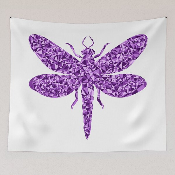Item preview, Dragonfly Purple Triangular Mosaic Silhouette Design designed and sold by DymondDesigns.