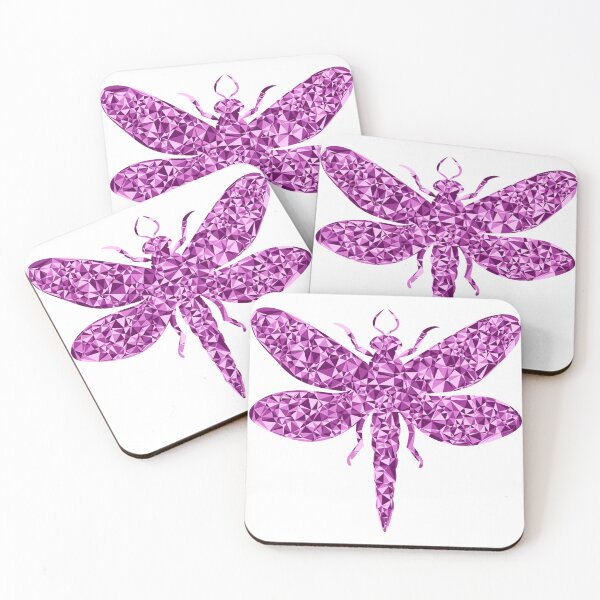 Item preview, Dragonfly Pink Triangular Mosaic Silhouette Design designed and sold by DymondDesigns.
