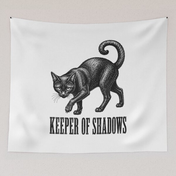 Item preview, Keeper of Shadows – Vintage Black Cat Engraving designed and sold by MotionBanana Art.