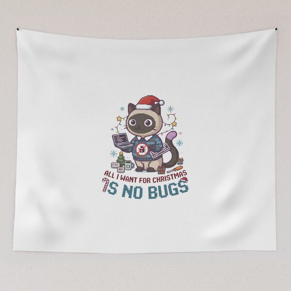 Item preview, Cat Programmer All I Want For Christmas Is No Bugs Pixel Art designed and sold by Sitred123.