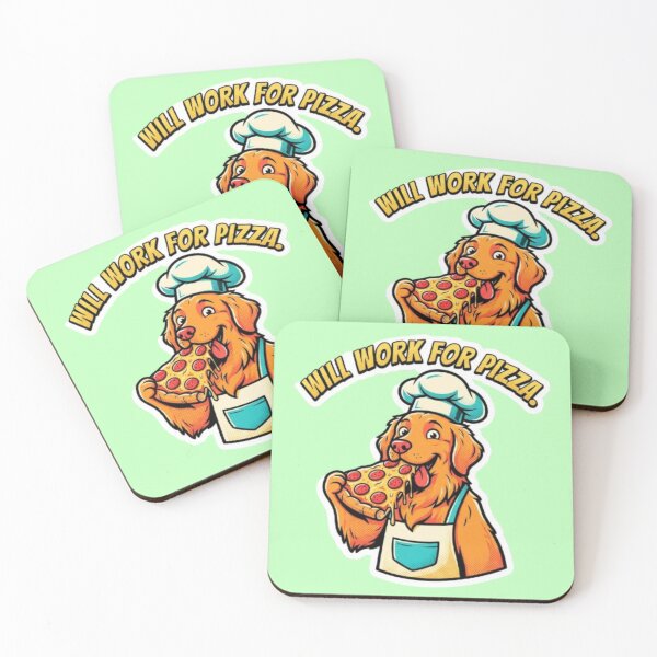 Item preview, Will Work for Pizza Cute Dog Chef Art designed and sold by DailySparks.