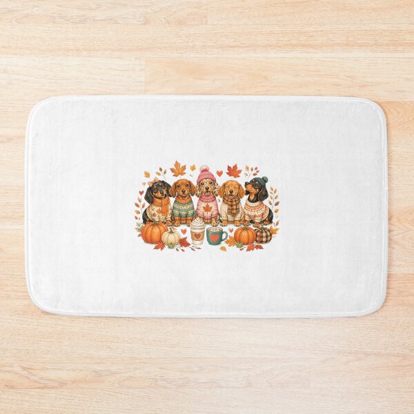 Item preview, Cute Dachshunds Fall Sweaters Coffee Pumpkins Autumn Leaves  designed and sold by ben-carter-vcl.