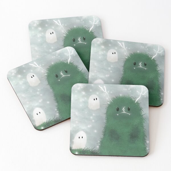 Item preview, Little green monster with his ghost friends  designed and sold by Ikumy.