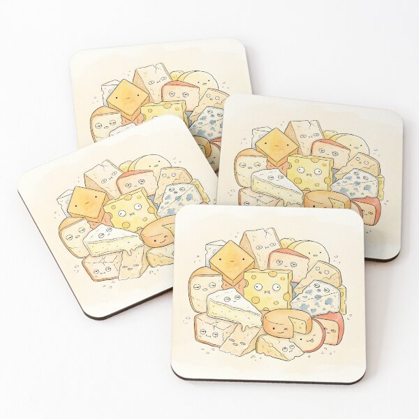 Item preview, Cute Cheese Blocks Kawaii Cheddar Swiss Food Art designed and sold by DuckOddity.