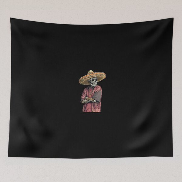 Item preview, Day of the Dead Calavera Skeleton with Sombrero - Sugar Skull Mariachi Mexican Folk Art designed and sold by GrimNest.