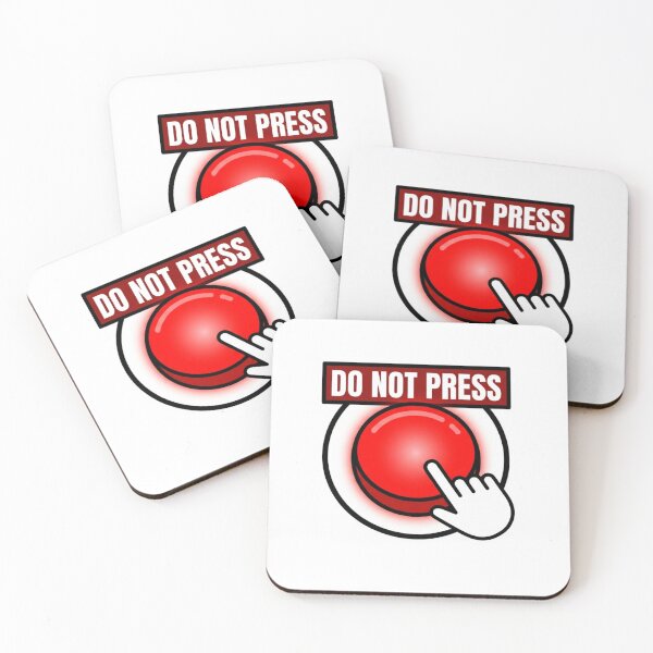 Item preview, Do Not Press Tempting Red Button Chaos designed and sold by NeonNerd Studio.