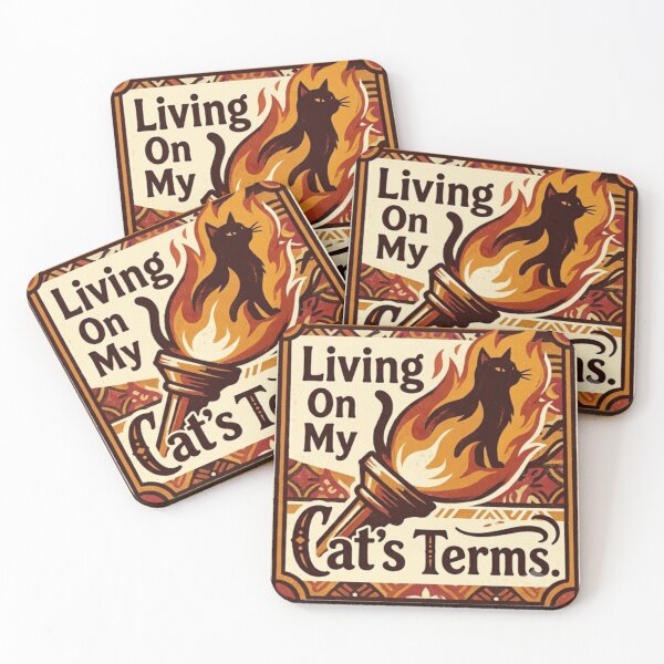 Item preview, Living On My Cat’s Terms – Vintage Cat Lover Design designed and sold by Safe Haven Pets.
