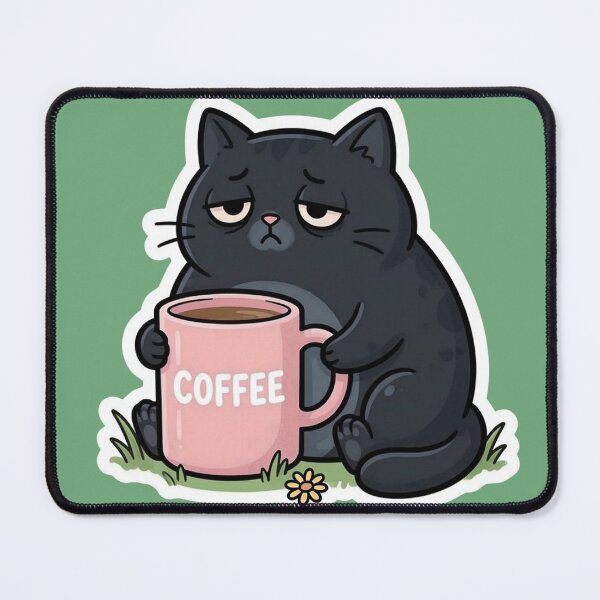 Item preview, Tired cat with coffee. Antisocial humor. designed and sold by design-rebell.