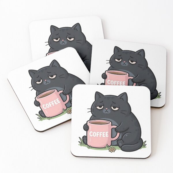 Item preview, Tired cat with coffee. Antisocial humor. designed and sold by design-rebell.