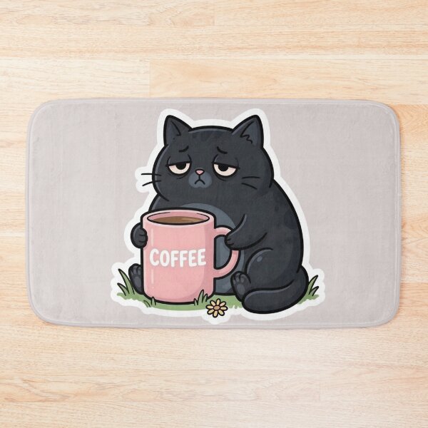 Item preview, Tired cat with coffee. Antisocial humor. designed and sold by design-rebell.