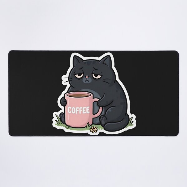 Item preview, Tired cat with coffee. Antisocial humor. designed and sold by design-rebell.