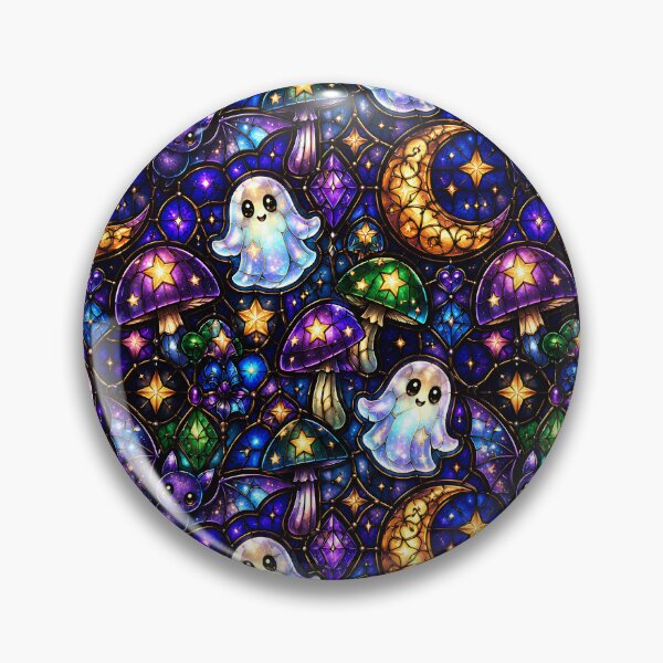 Item preview, Stained Glass Spooky Cute Cosmic Pattern designed and sold by Thai Vibe Studio.