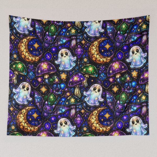 Item preview, Stained Glass Spooky Cute Cosmic Pattern designed and sold by Thai Vibe Studio.