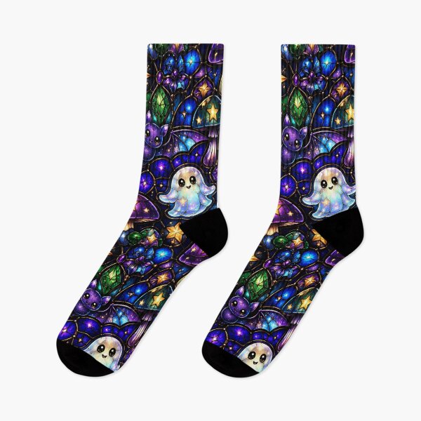 Item preview, Stained Glass Spooky Cute Cosmic Pattern designed and sold by Thai Vibe Studio.