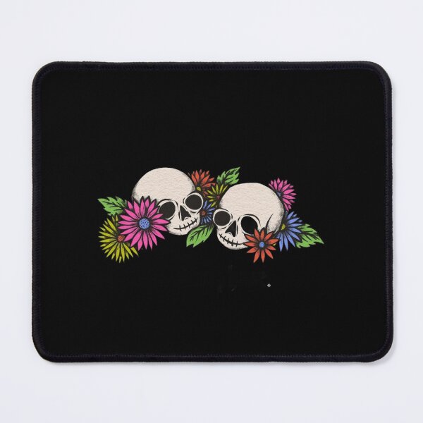 Item preview, Vintage Floral Skulls Pair - Colorful Gothic Flower Skull Tattoo Graphic designed and sold by GrimNest.