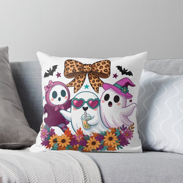 Item preview, Cute Ghost Friends Halloween T-Shirt Design Leopard Bow Floral Vector designed and sold by Rabu10.