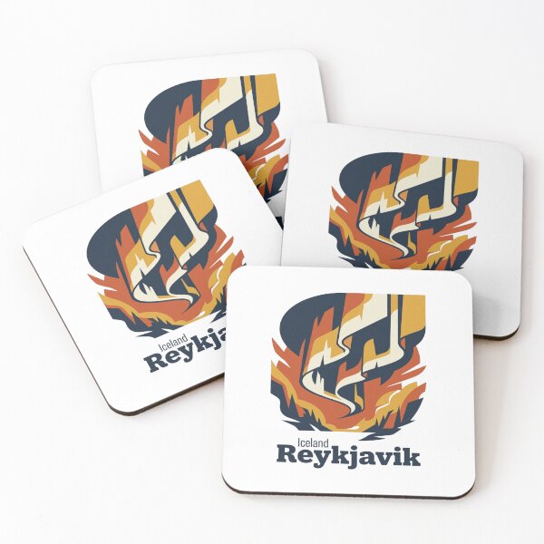 Item preview, Reykjavik Northern Lights Bold Retro Graphic Art designed and sold by Inkworksbyshery.