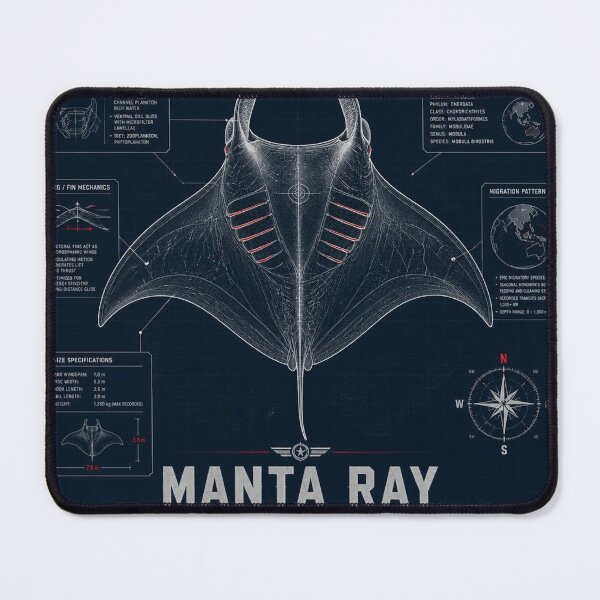 Item preview, Manta Ray Blueprint Art | Sea Creatures Technical Illustration designed and sold by SunnyDesign82.