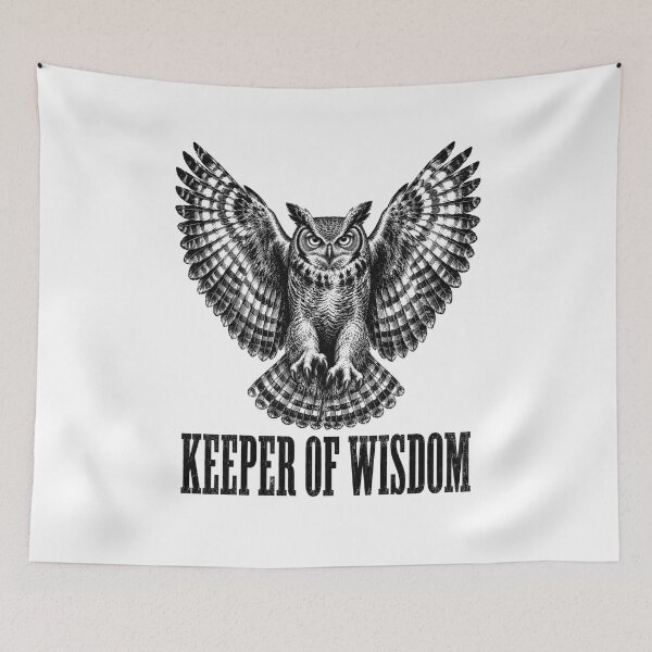 Item preview, Keeper of Wisdom – Flying Owl Vintage Engraving designed and sold by MotionBanana Art.