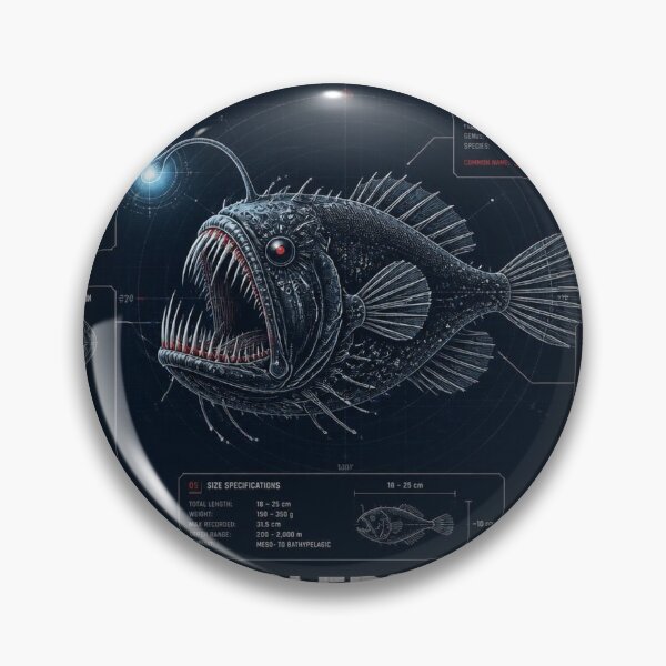 Item preview, Anglerfish Blueprint Art | Sea Creatures Technical Illustration designed and sold by SunnyDesign82.