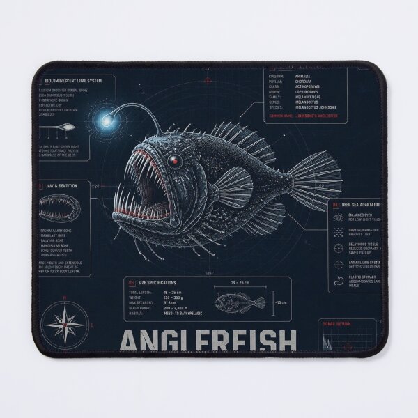 Item preview, Anglerfish Blueprint Art | Sea Creatures Technical Illustration designed and sold by SunnyDesign82.