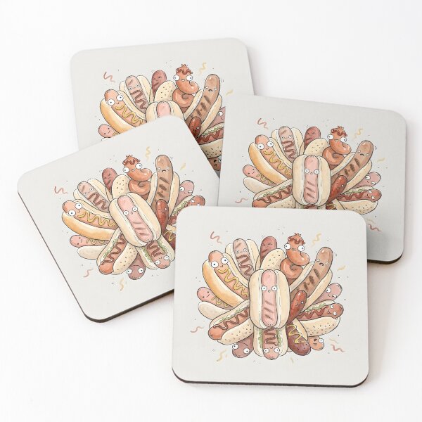 Item preview, Cute Hot Dogs and Sausages Kawaii BBQ Food Art designed and sold by DuckOddity.