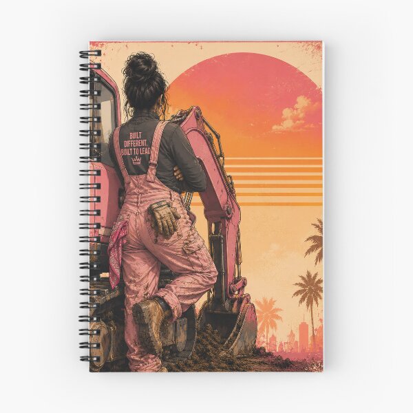 Item preview, Latina Construction Boss Pink Excavator Shirt | Women in Construction Retro Sunset Graphic Tee | Tradeswoman Empowerment Design designed and sold by BelievingCreate.