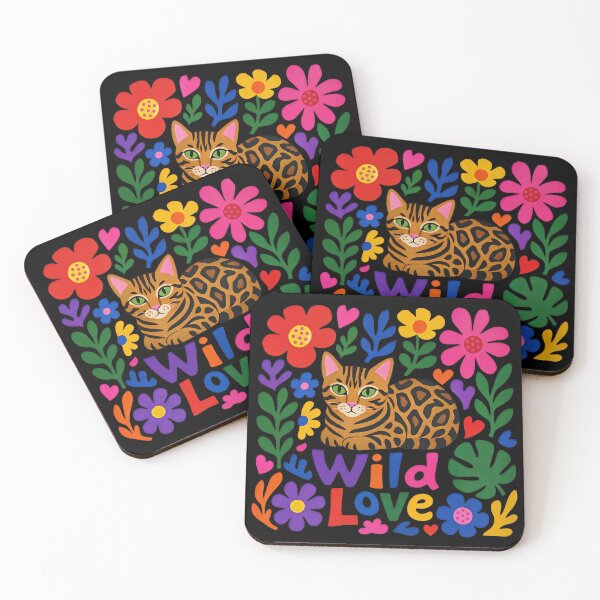 Item preview, Wild Love – Colorful Folk Art Bengal Cat designed and sold by Bengoer18.